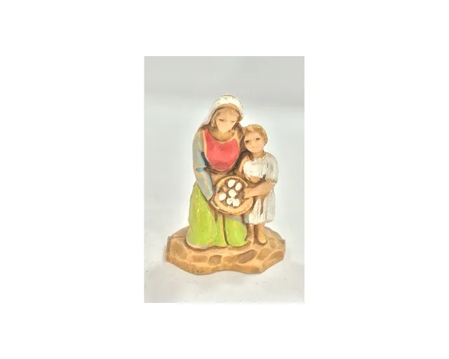 Pastori Landi 3538 Donna e Bimba Statuina Presepe in Ginocchio