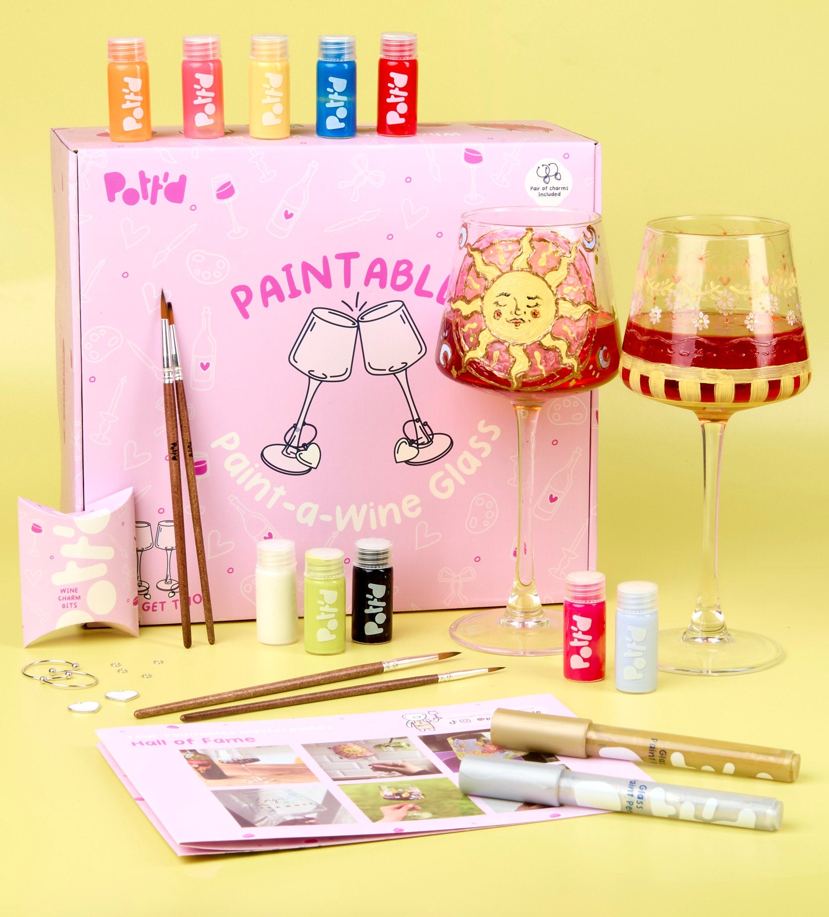 Pott'd Painting Kits Date Night kit 2 bicchieri vino in vetro
