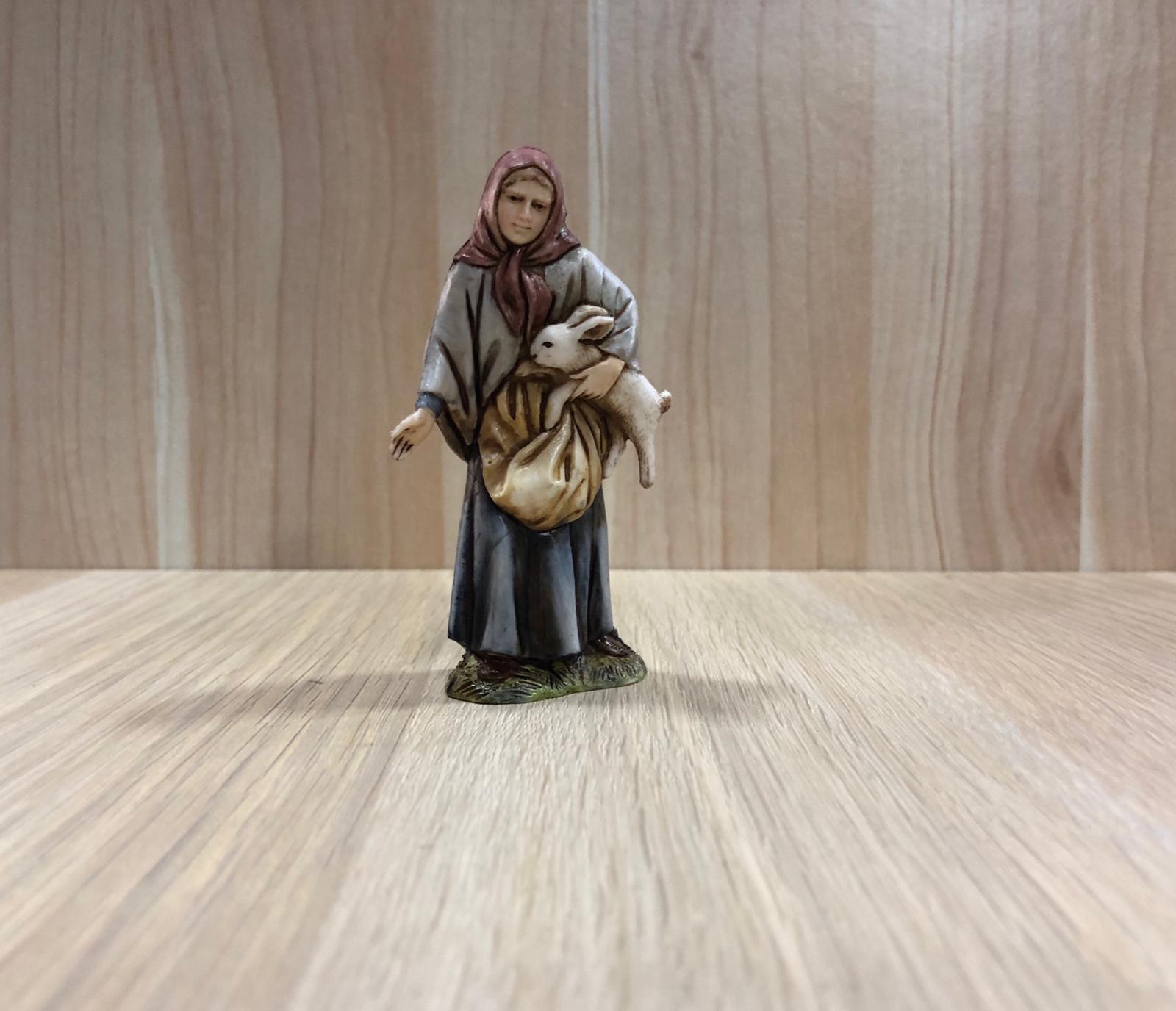 Pastori Landi 0177-01 donna con coniglio statuina presepe 10 cm