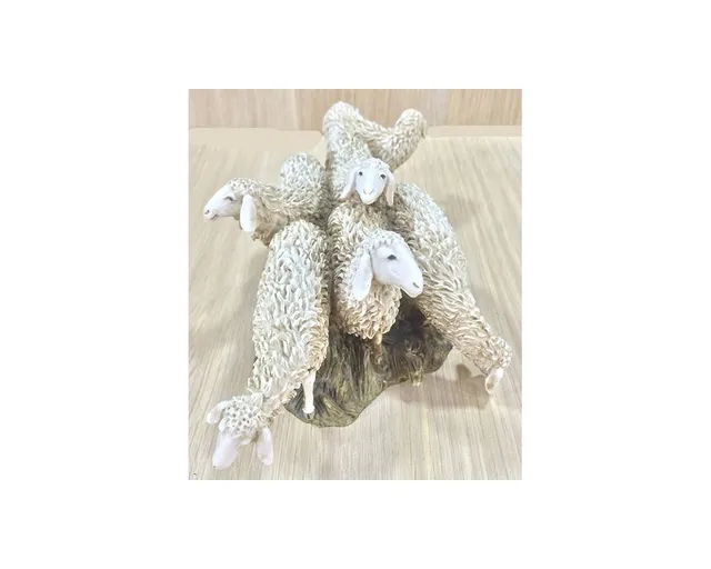 Landi 1521 Gregge pecore 15 cm pastori resina dipinti mano