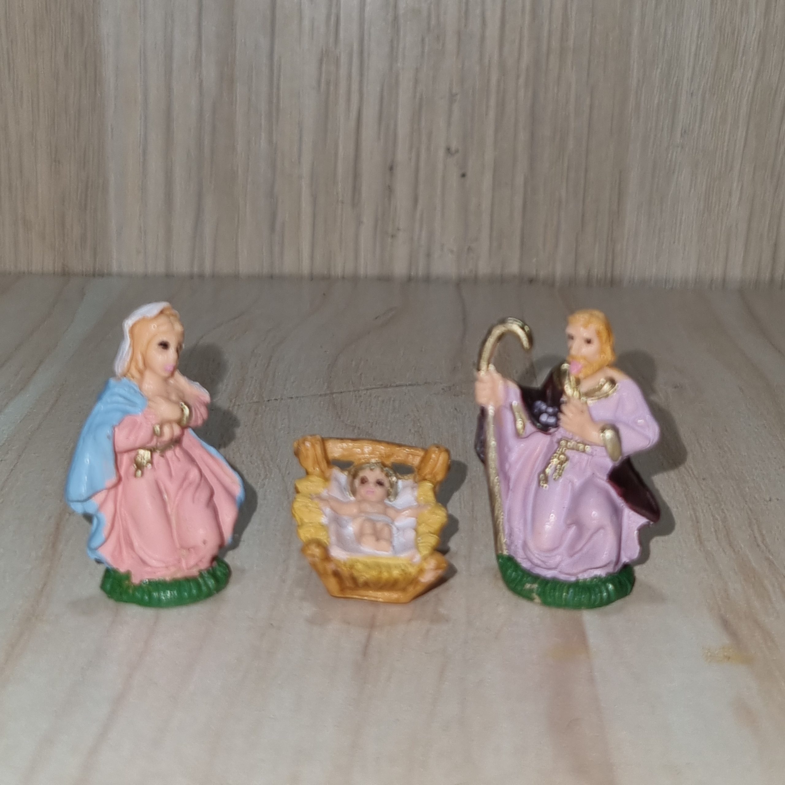 Pastori PVC Euromarchi Natività 3 pz statuine presepe 4 cm