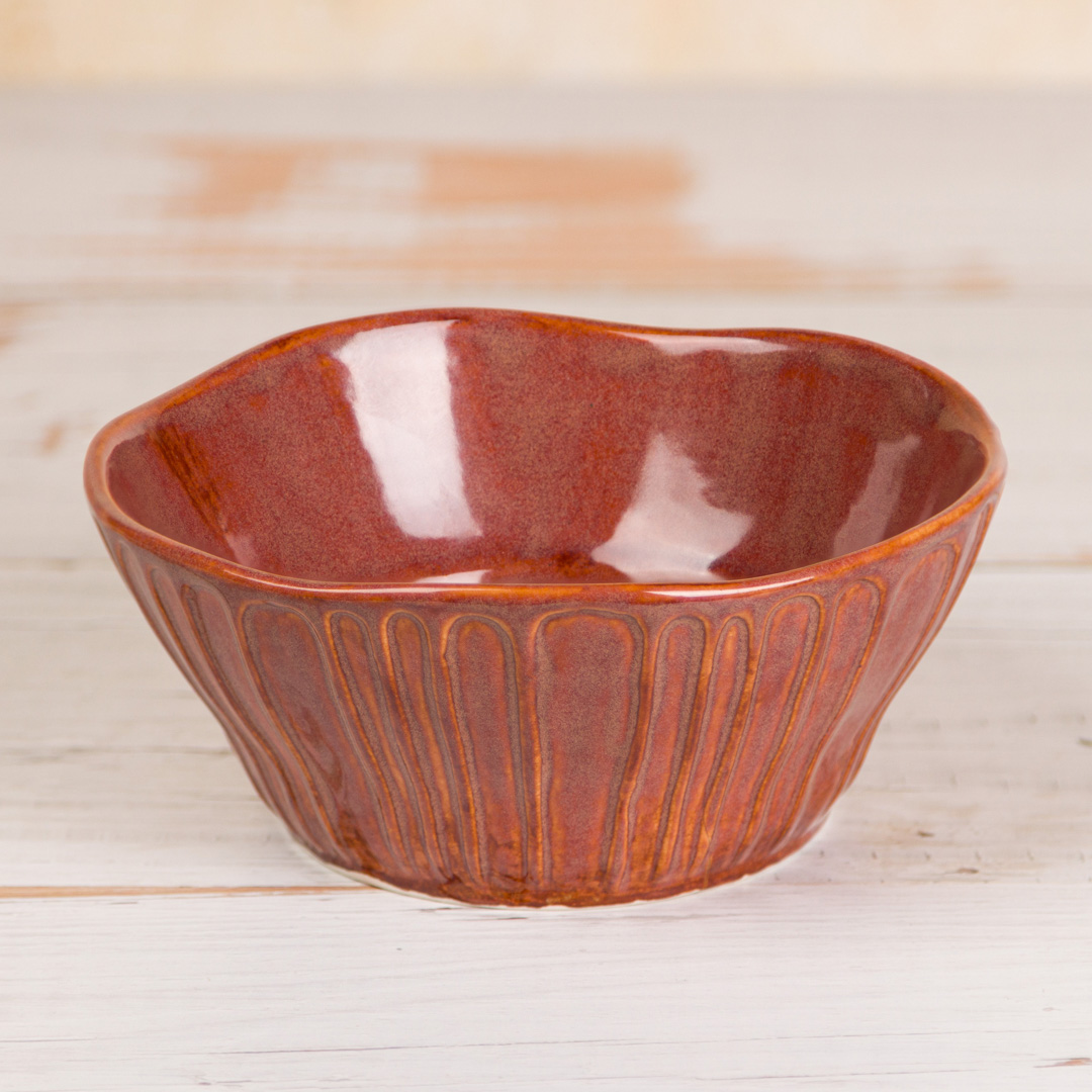 Mayco Stoneware Bisque Fluted Small Bowl biscotto