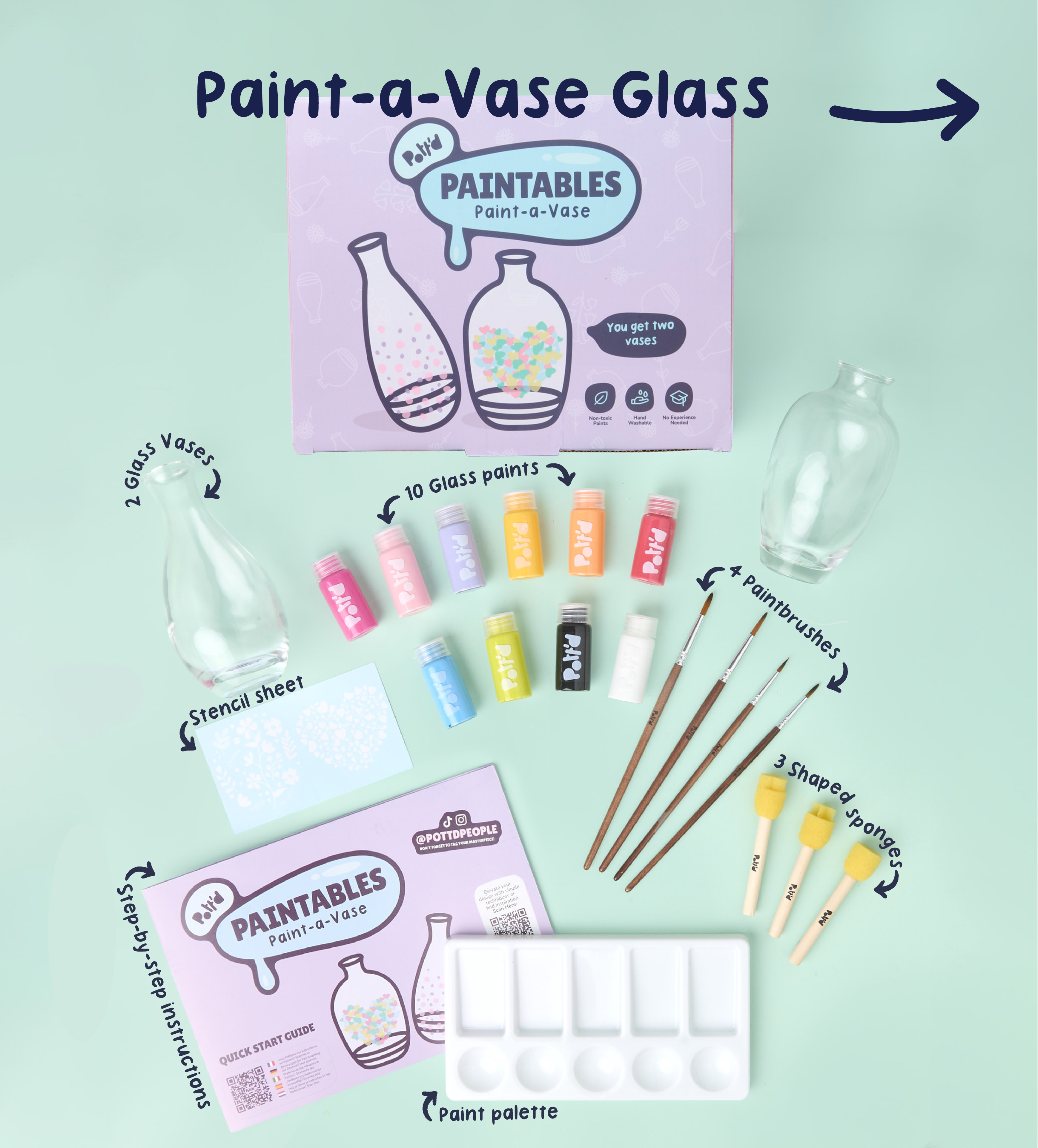 Pott'd Bundles Vase Painting kit vasi ceramica vetro
