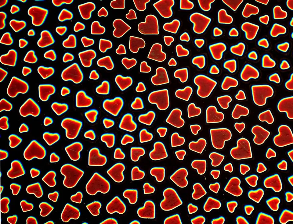 CBS Borderline Hearts vetro dicroico quarto foglio cuori ciano rosso