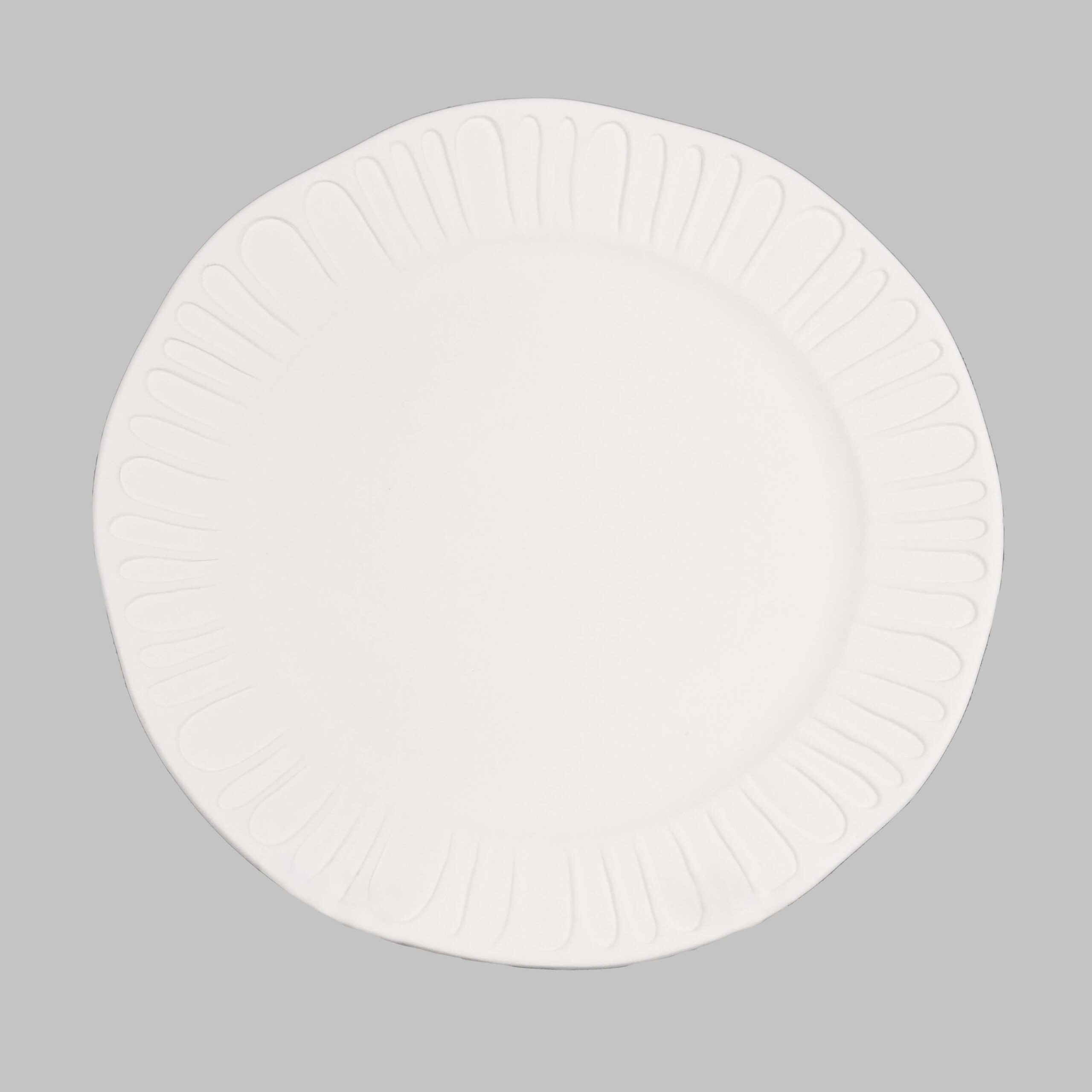 Mayco Stoneware Bisque Fluted Dinner Plate piatto biscotto grande