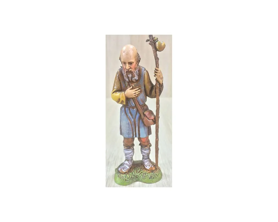 Pastori Landi 1046 Vecchio con bastone statuina presepe 10 cm
