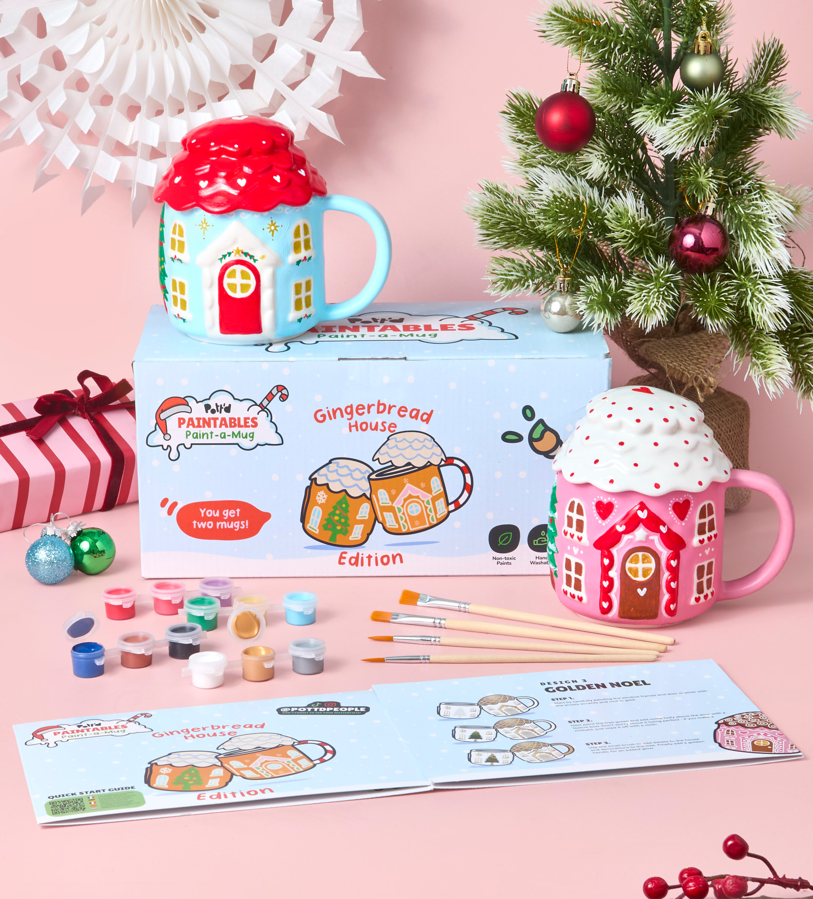 Pott'd Painting Kits Lebkuchenhaus Tazze x2 Kit Invernale