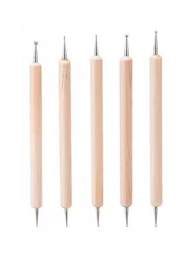 Set 5 stilo goffratura legno metallo doppia punta
