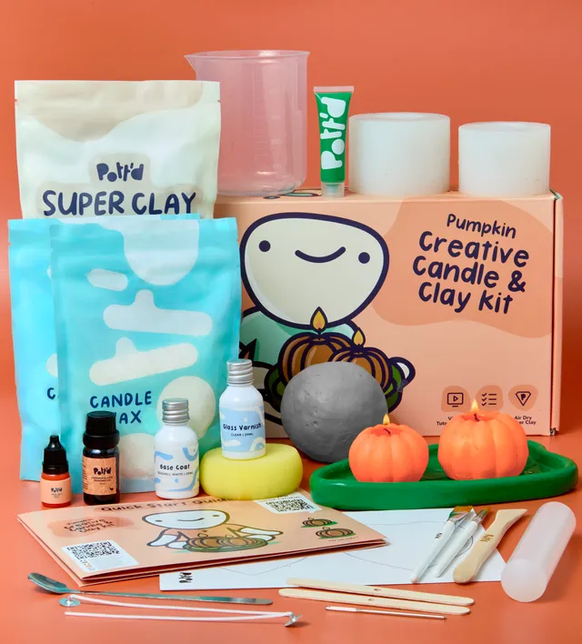 Pott'd Home Pottery Pumpkin kit argilla e candele autunno