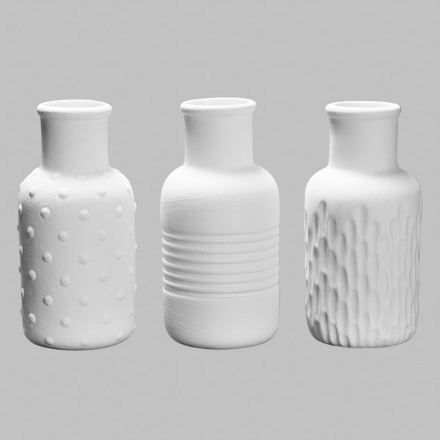 Mayco Earthenware Bisque vasi biscotto ceramica 3 pezzi texture