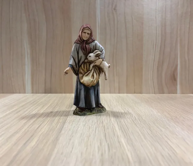 Pastori Landi 0177-01 donna con coniglio statuina presepe 10 cm