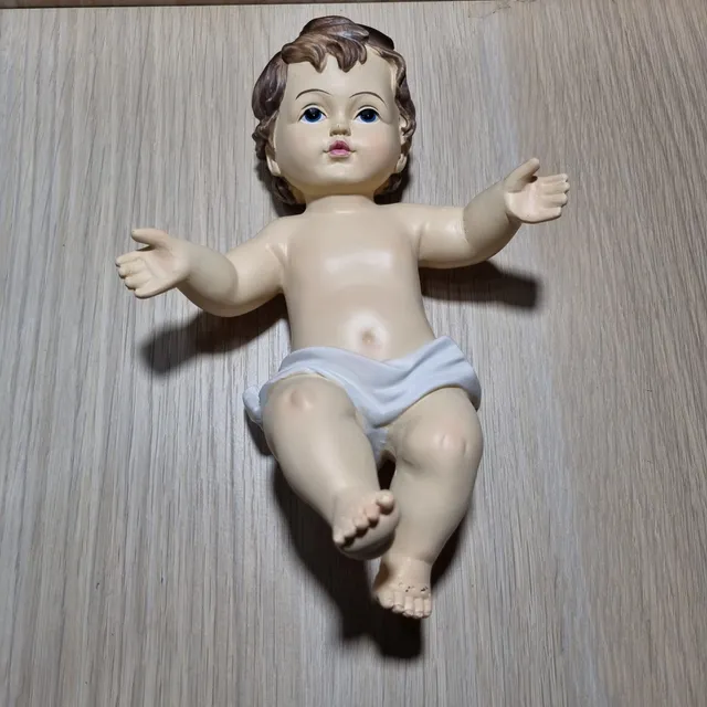 Ditta Montanini Natività Bimbo resina statua 20 cm