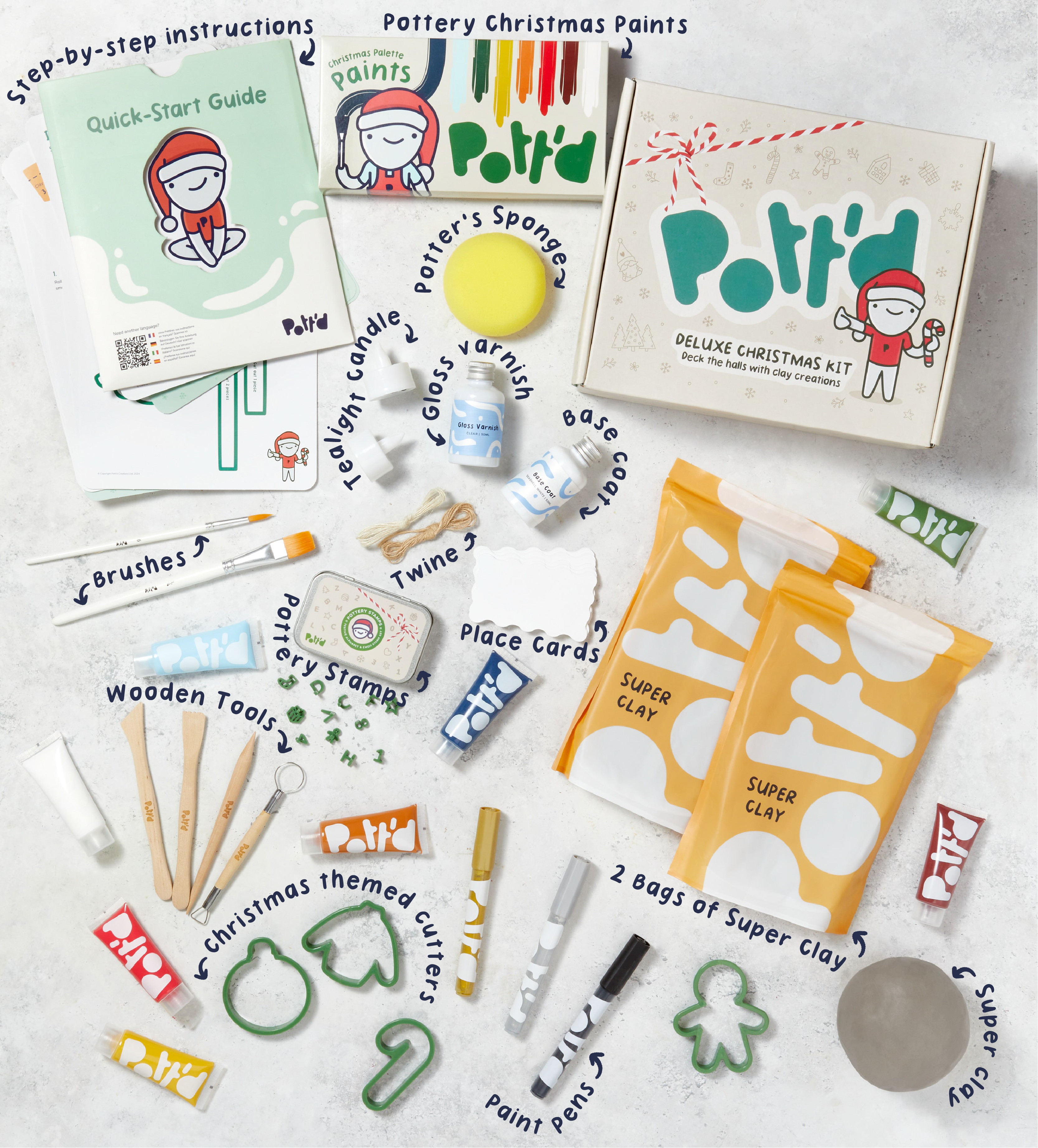Pott'd Home Pottery Kits Christmas Deluxe kit ceramica natalizio