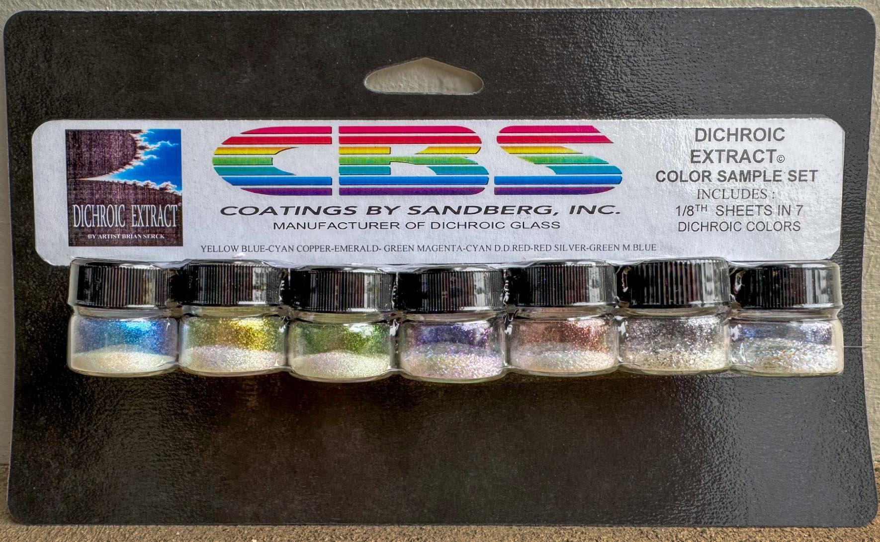 CBS Dichroic Extract set campioni vetro dicroico 7 colori soffiatura