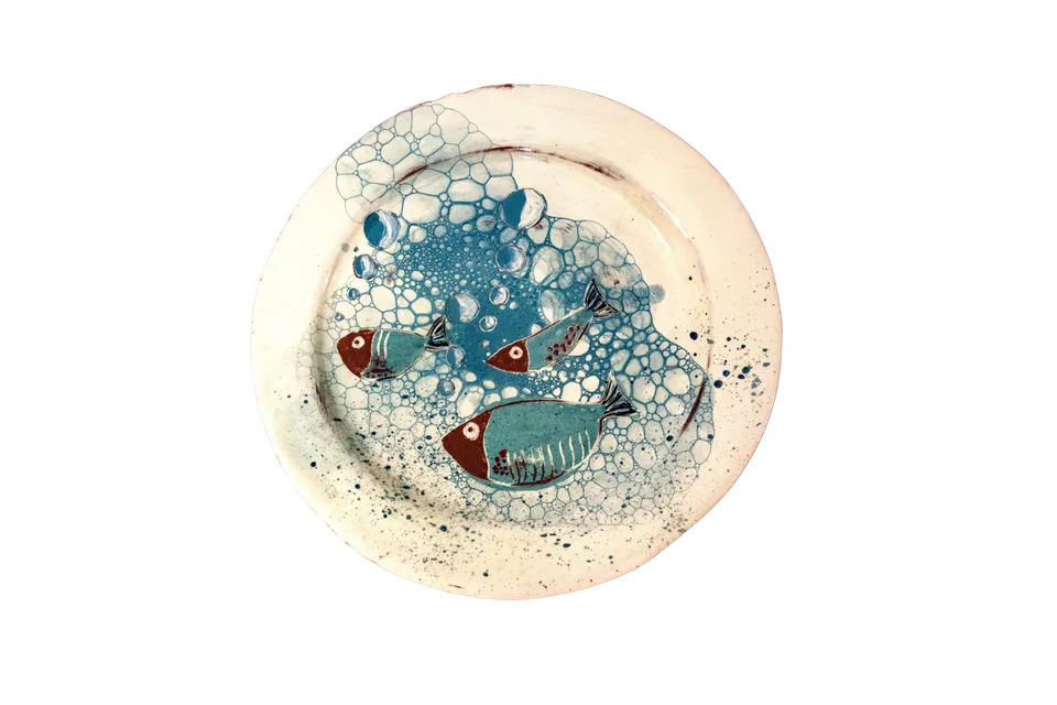 OrientéObjets Figuerolles Plat Poissons piatto grande ceramica