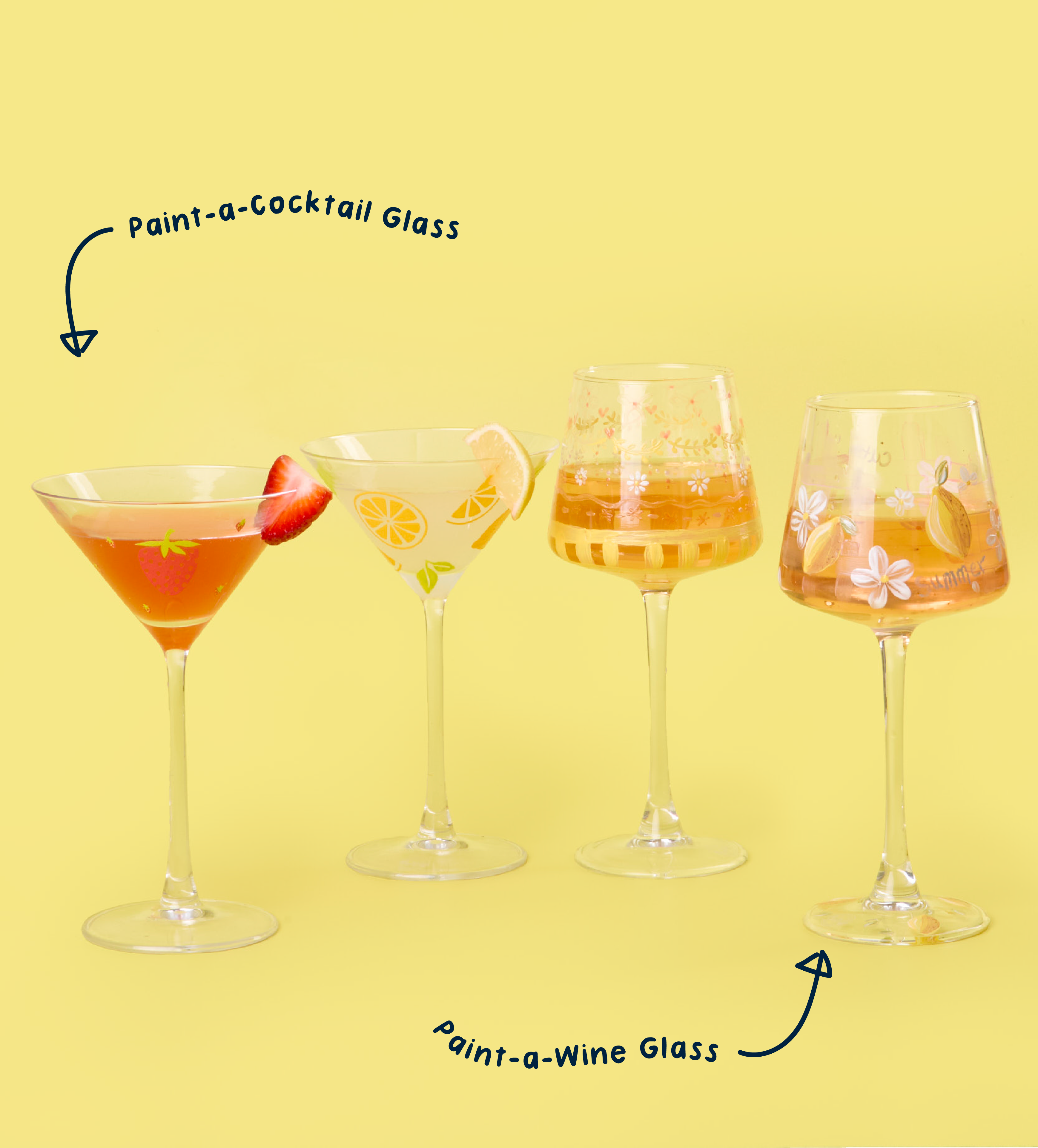 Pott'd Bundles Cocktail & Wine set pittura 4 bicchieri vetro