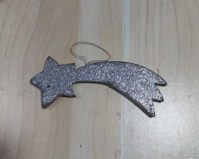 Montanini Stella glitterata piccola presepe argento 12 cm