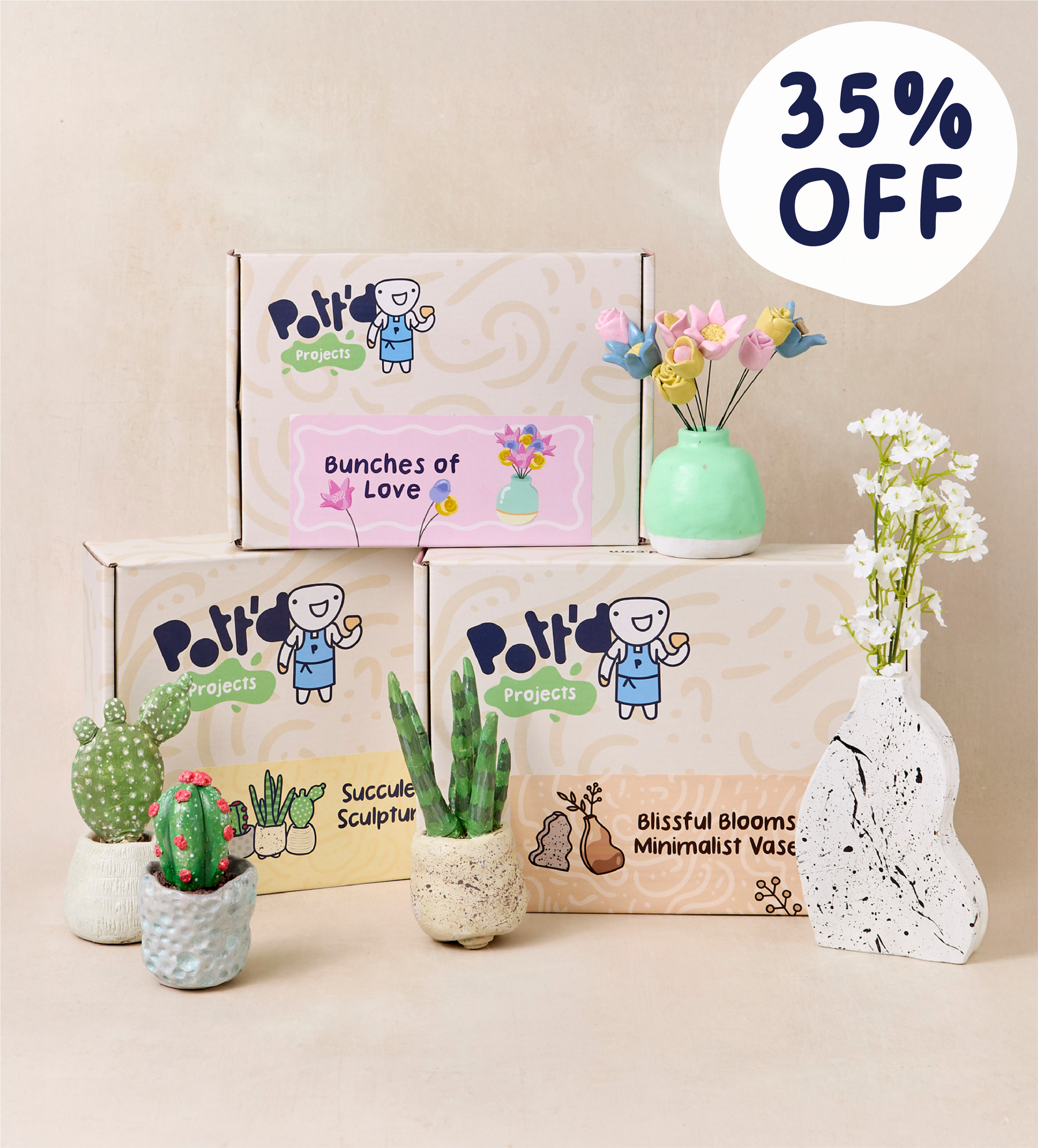 Pott'd Bundles Botanico kit ceramica vasi fiori casa