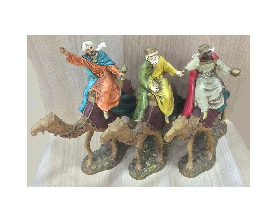 Pastori Landi 1250 Tris Re Magi a Cammello Statuine 12 cm Resina