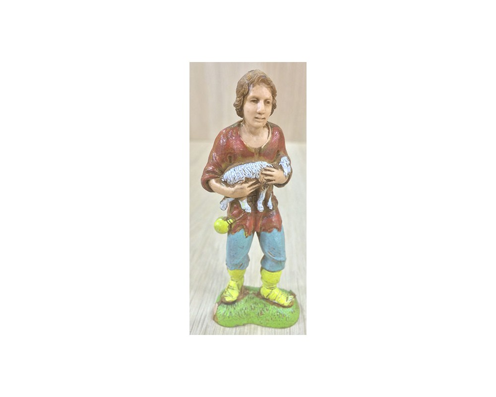 Pastori Landi 1013 pastore con pecora statuina 10 cm resina