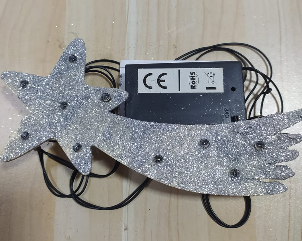 Stellari argento stella presepe batteria 18 cm pisellini