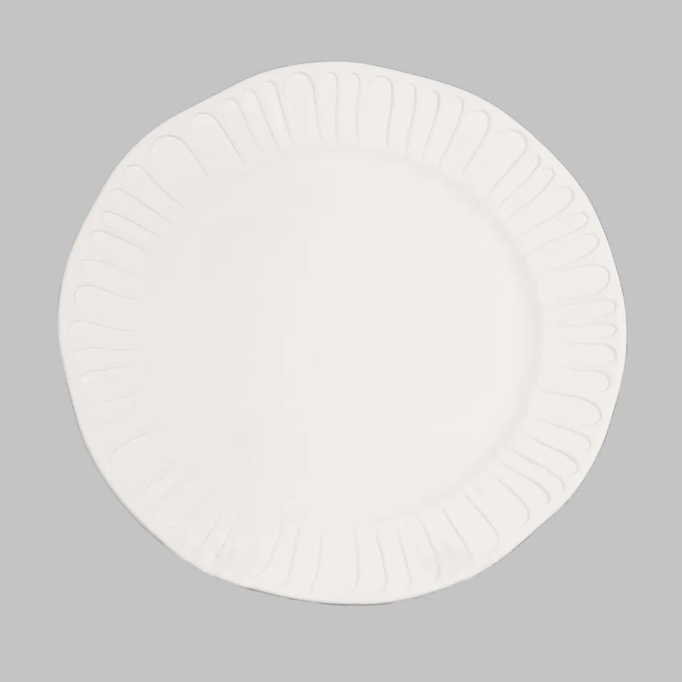 Mayco Stoneware Bisque Fluted Dinner Plate piatto biscotto grande
