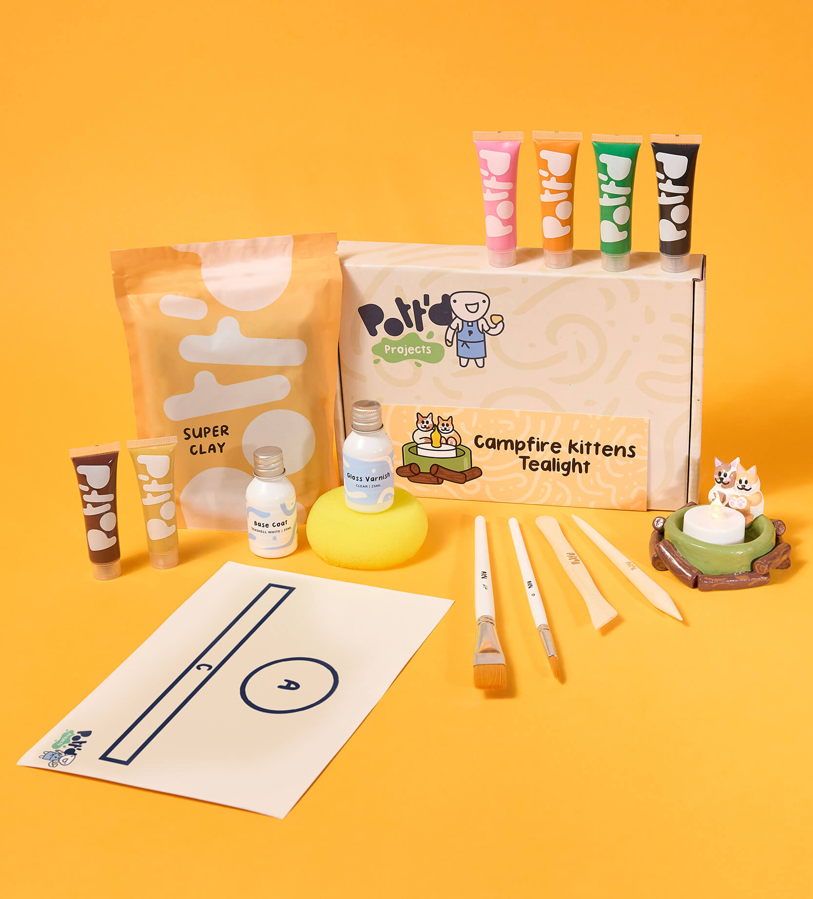 Pott'd Projects Campfire Kittens kit ceramica fai da te casa