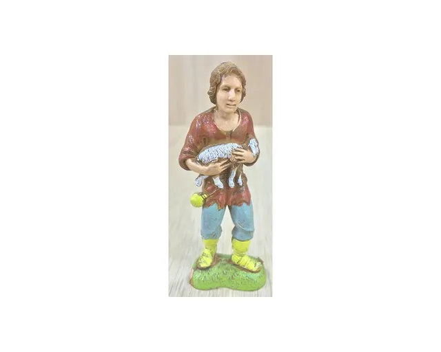 Pastori Landi 1013 pastore con pecora statuina 10 cm resina