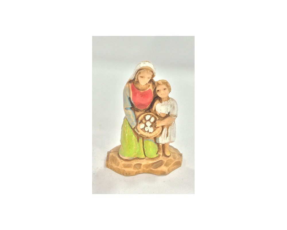 Pastori Landi 3538 Donna e Bimba Statuina Presepe in Ginocchio