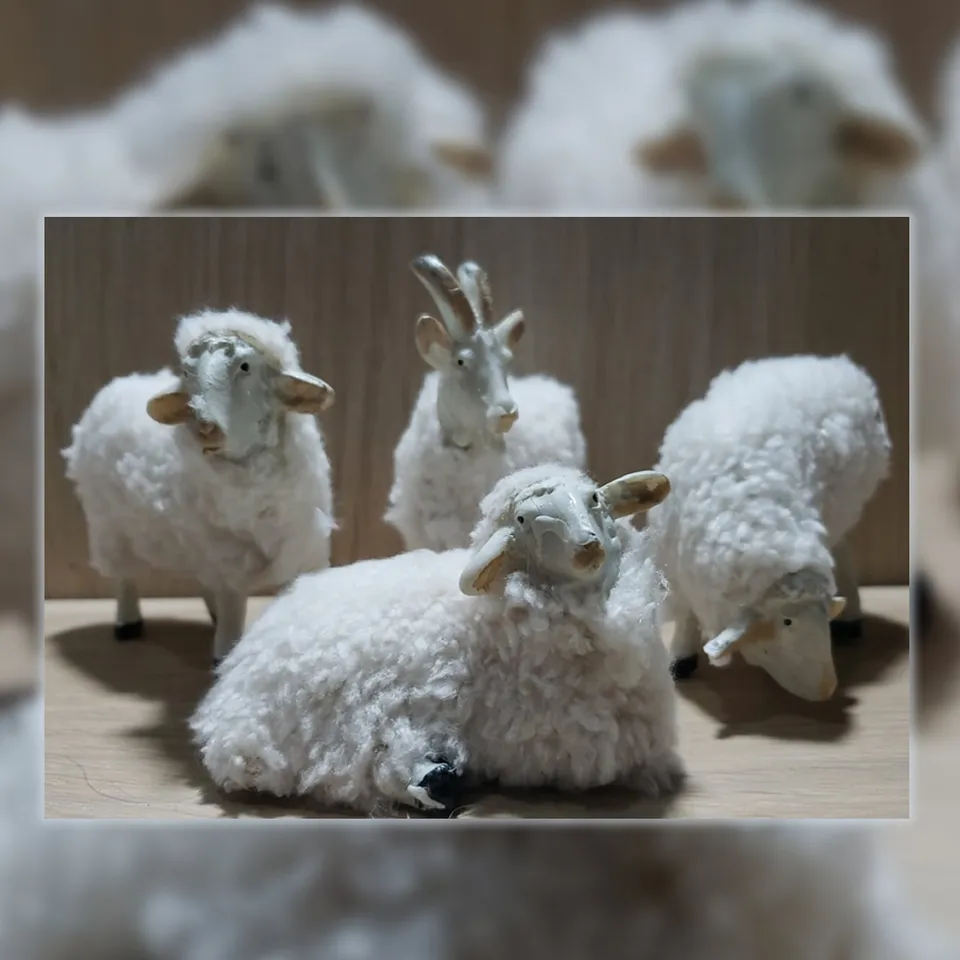 Ditta Montanini Pastori Landi Pecore con la lana statuine 4 pz 12 cm
