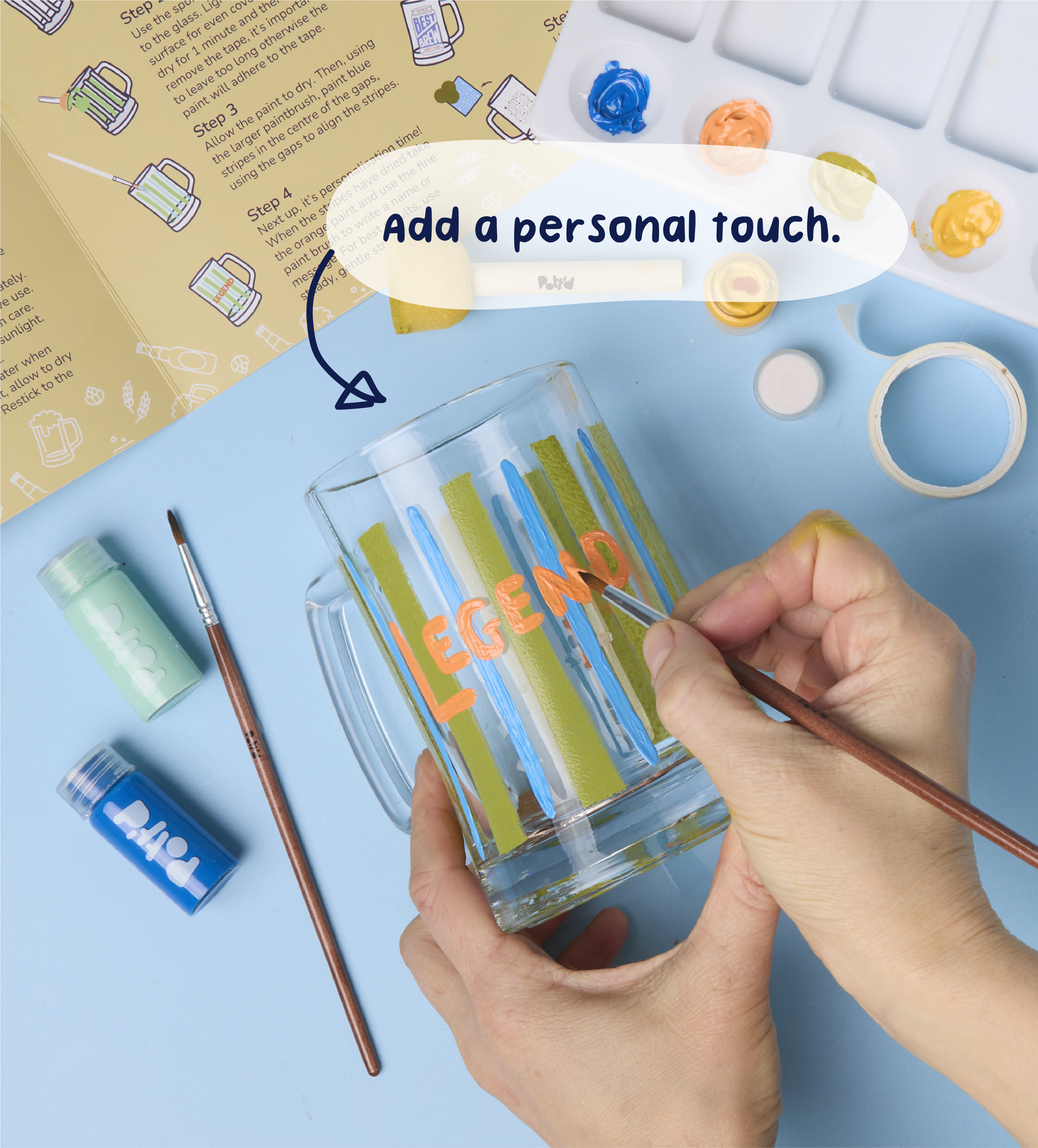 Pott'd Painting Kits Paint-a-Beer Glass x2 kit 2 bicchieri vetro