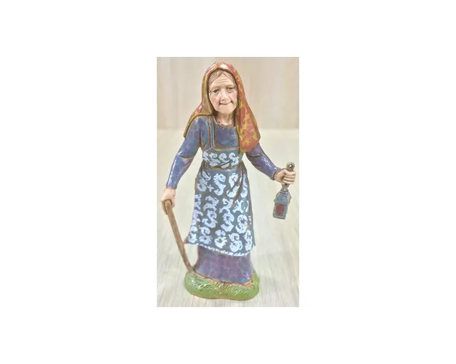Ditta Montanini Pastori Landi 1019 Vecchia con lanterna statuina 10 cm