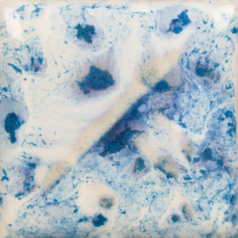 Mayco Stoneware Tidal Wave smalto bianco con cristalli blu