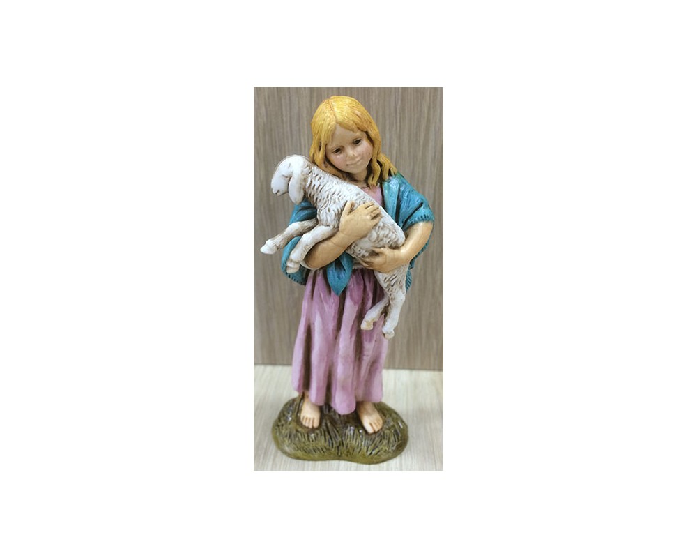 Landi 1256-04 Bimba con agnello statuina presepe 12 cm