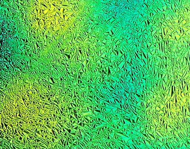 Cbs Crinklized Aurora Borealis vetro dicroico cyan/rame 48 cm
