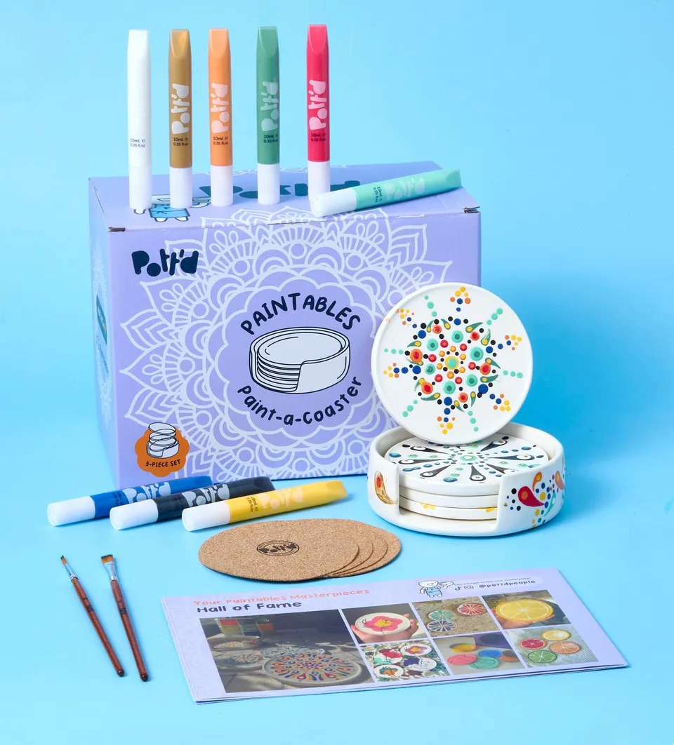 Pott'd Painting Kits kit sottobicchieri ceramica 4 pezzi