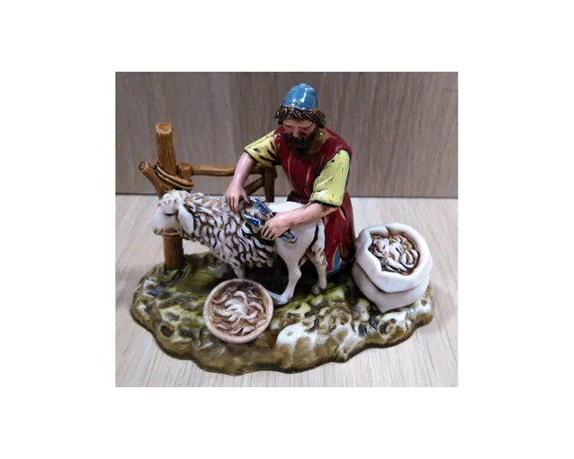 Ditta Montanini Gruppi Landi 1021-03 Tosatore Pecora statuina presepe
