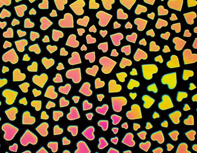 CBS Dichroic Borderline Hearts Green Magenta vetro quarto