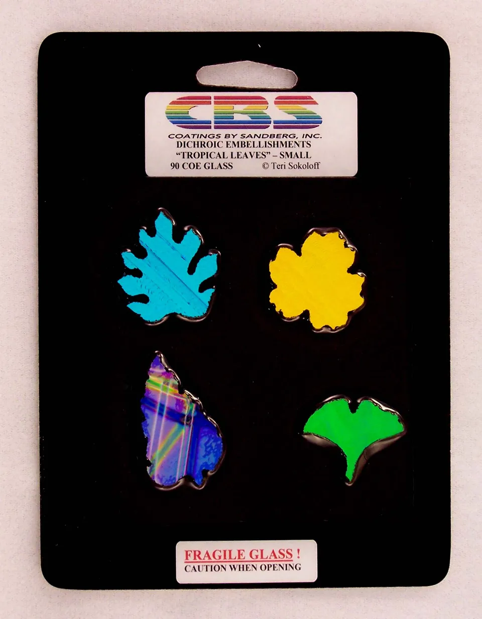 Cbs Dichroic Tropical Leaves Small foglie vetro fusione 4 pezzi