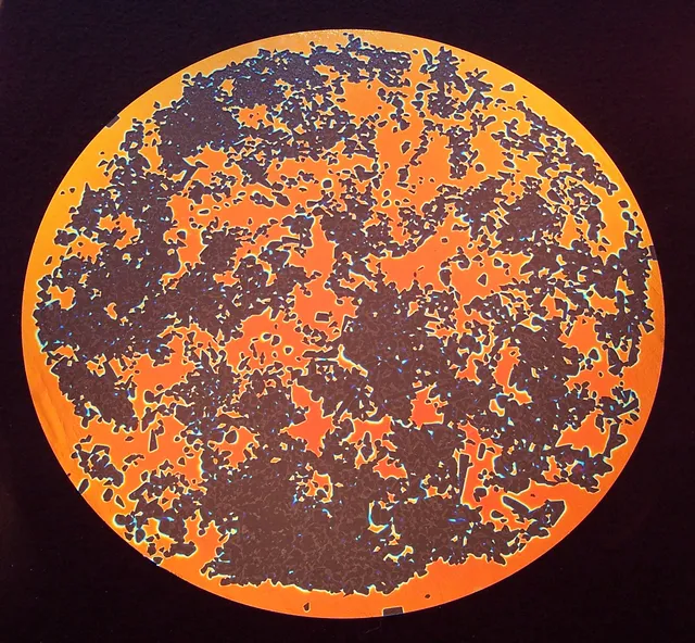 Cbs Dichroic Splatter Cyan Red vetro fusione pattern
