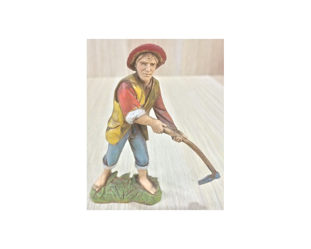 Landi 1023 Pastore con zappa statuina 10 cm resina