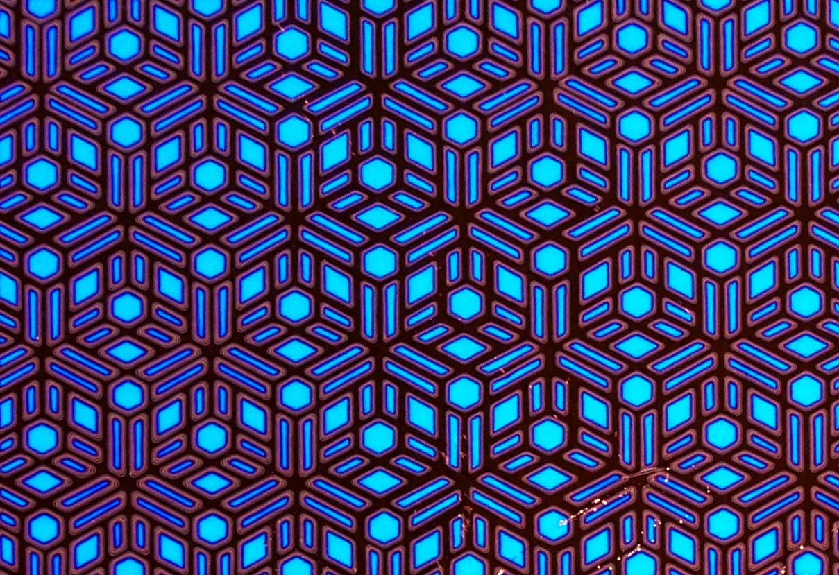 CBS Borderline Geometric Yellow Blue vetro dicroico quarto foglio