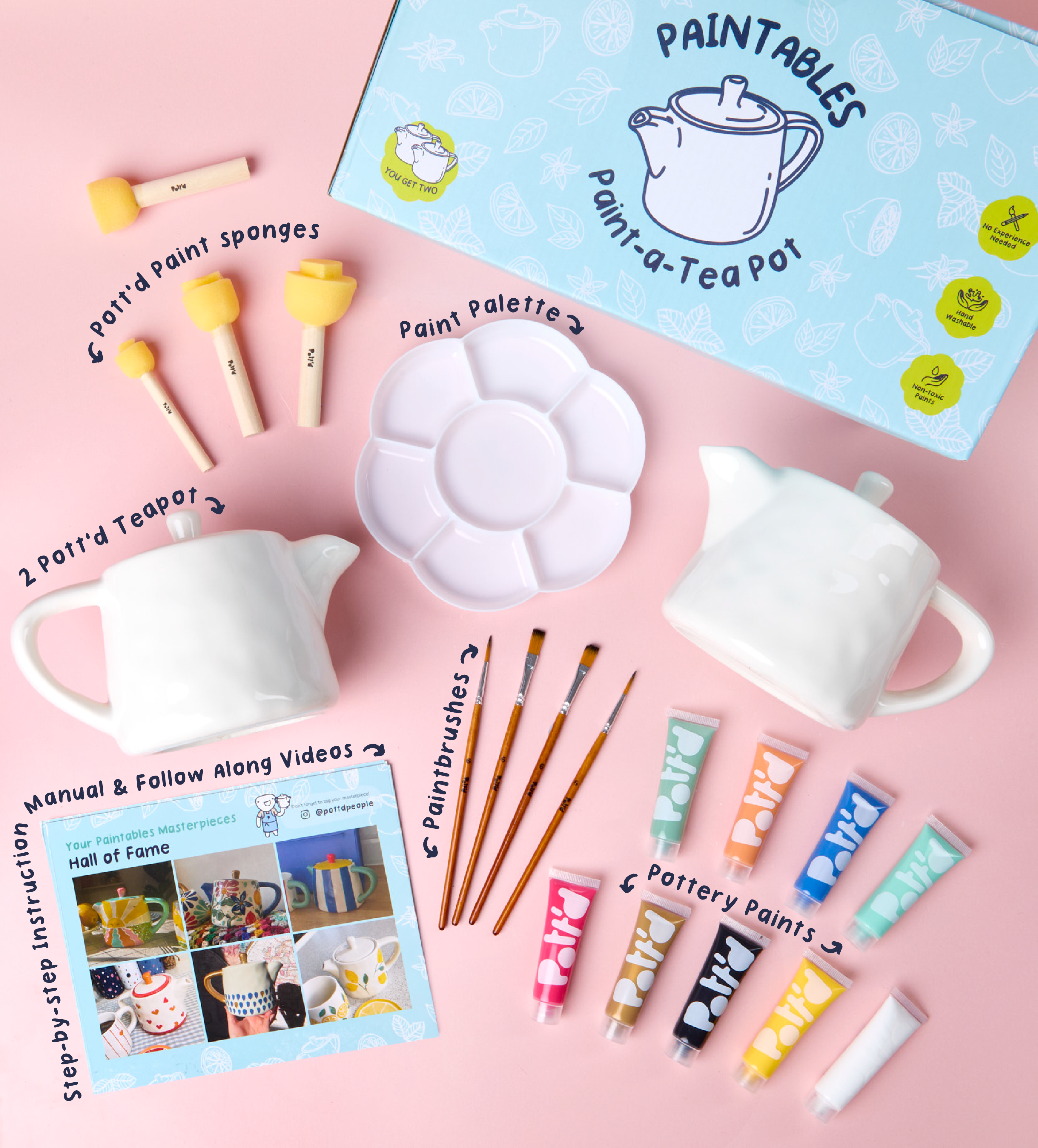 Pott'd Paint-a-Tea Pot kit teiera doppia ceramica