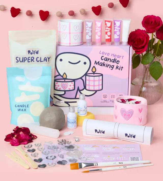 Pott'd Home Pottery Kits Coeur kit candele cuore per due