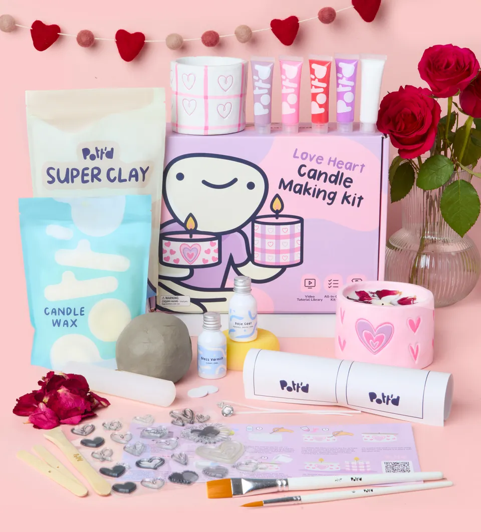 Pott'd Home Pottery Kits Coeur kit candele cuore per due
