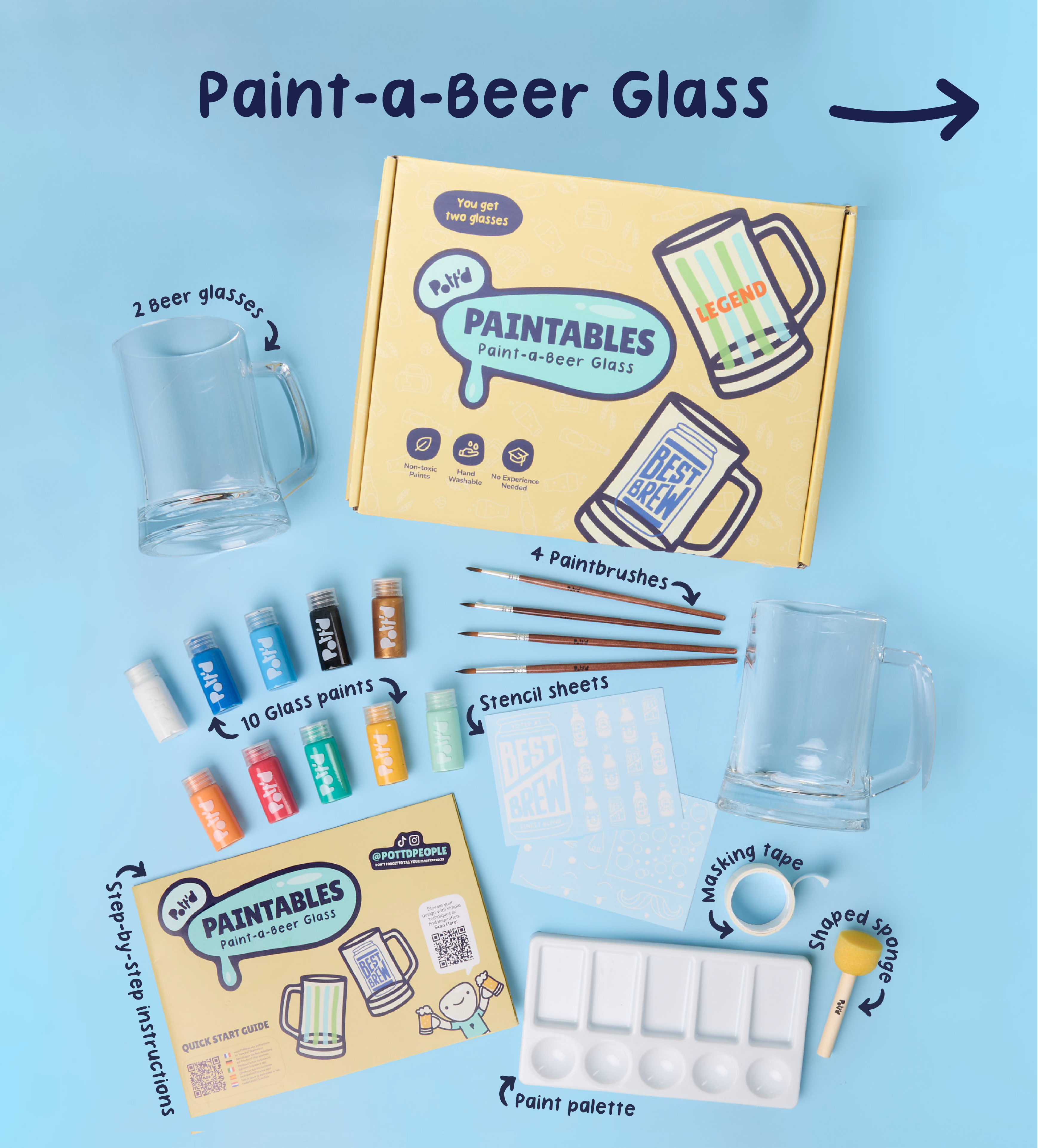 Pott'd Bundles Raise a Glass kit bicchieri vetro birra vino