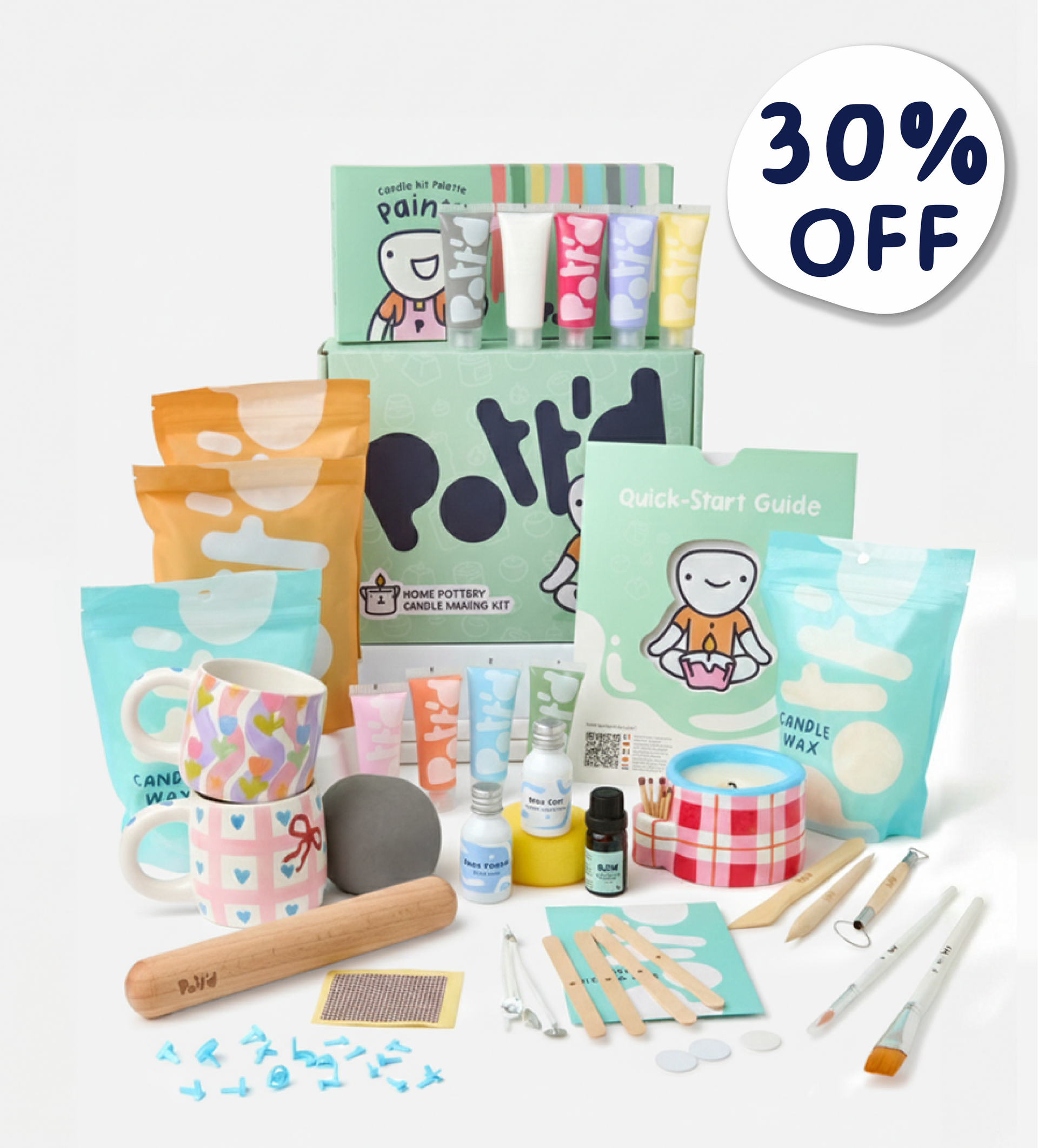 Pott'd Bundles Kit Ceramica Tazza e Candela Fai Da Te