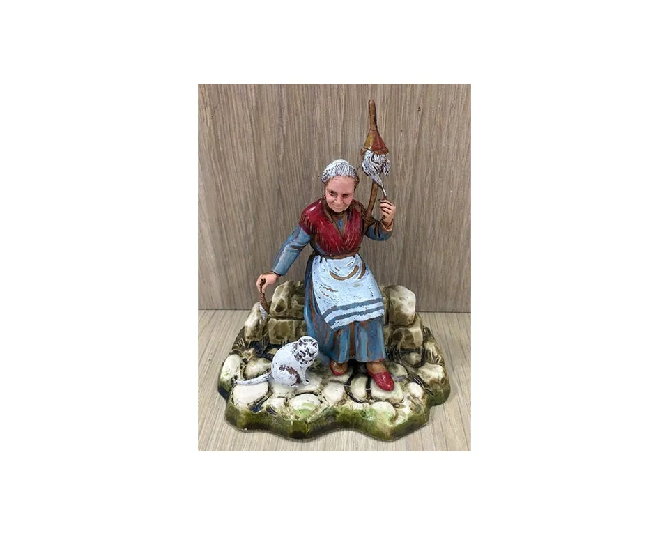 Ditta Montanini Gruppi Landi 0343-03 Donna che Fila Statuina Presepe