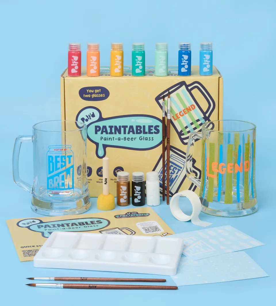 Pott'd Painting Kits Paint-a-Beer Glass x2 kit 2 bicchieri vetro