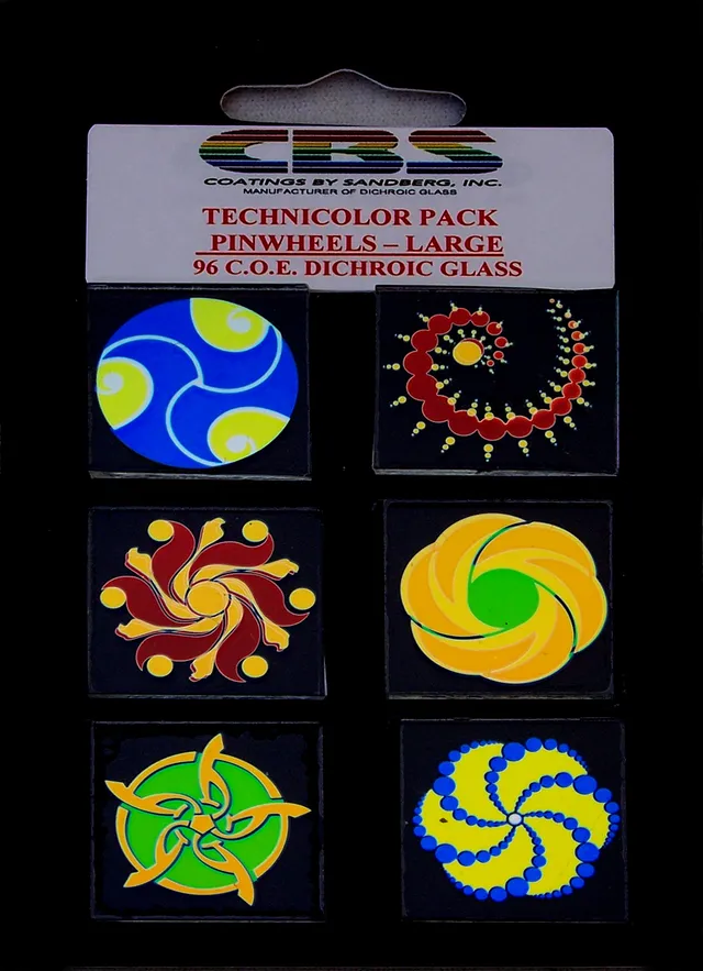 CBS Technicolor Pinwheels vetro fusione quadrotti large 6 pezzi